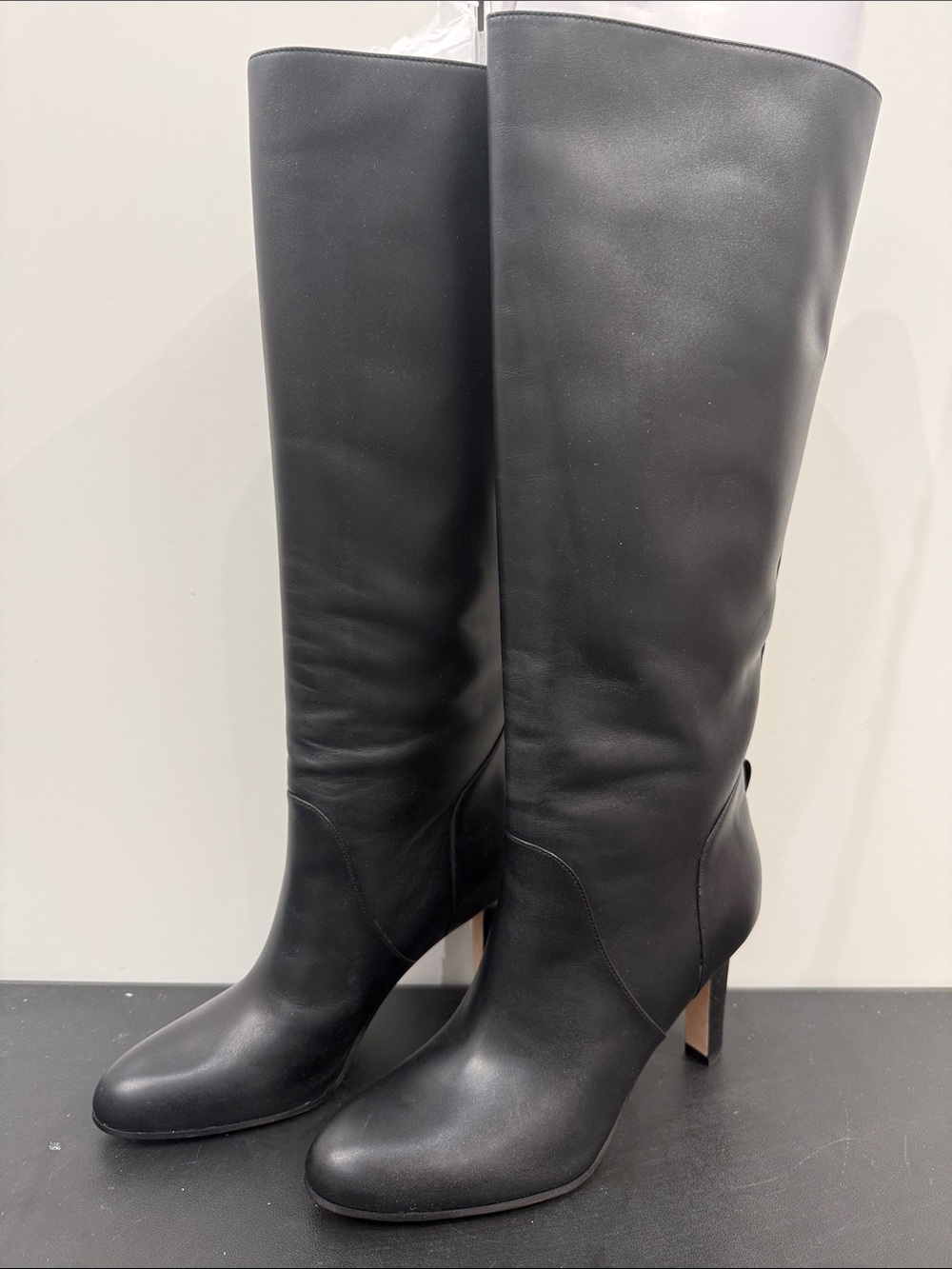 Veronica Beard Tarian Women's Tall Black Leather High-Heel Boots